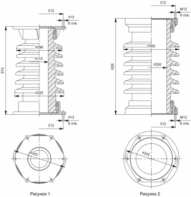 Покрышки для маломасляных выключателей ПВМо-35 Б О1; ПВМг-35 Б О1
